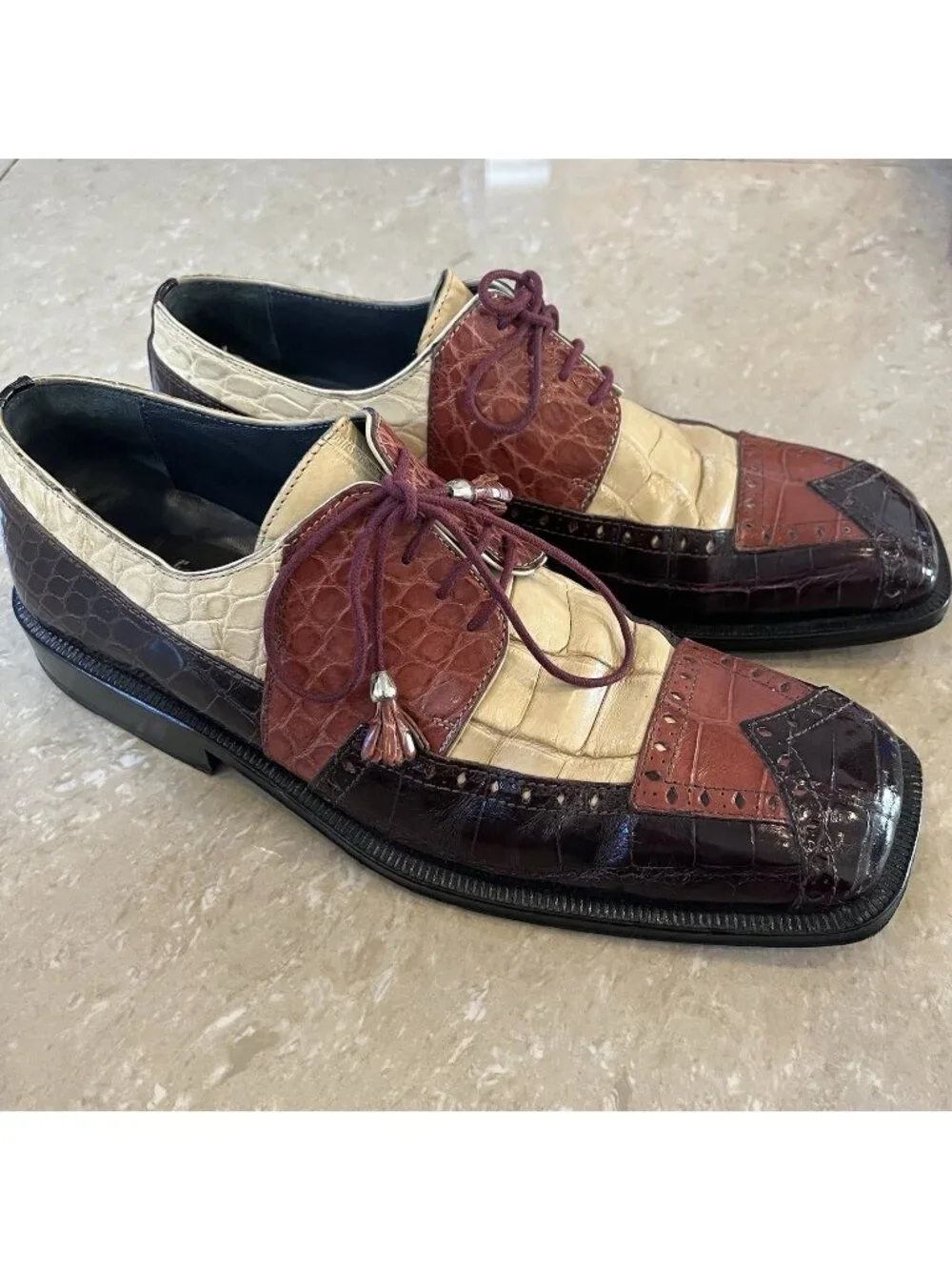 Slick Exotica Mens Genuine Hornback Alligator Dress Shoes Oxford Loafers Size 9